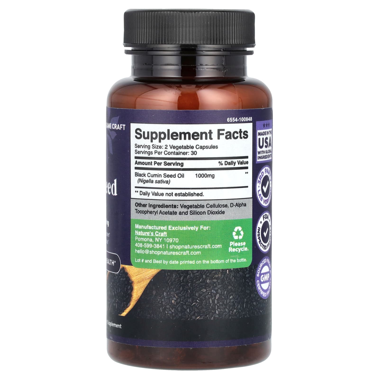 Nature's Craft, Black Seed Oil, 60 Veggie Capsules (500 mg per Capsule) - Image 2