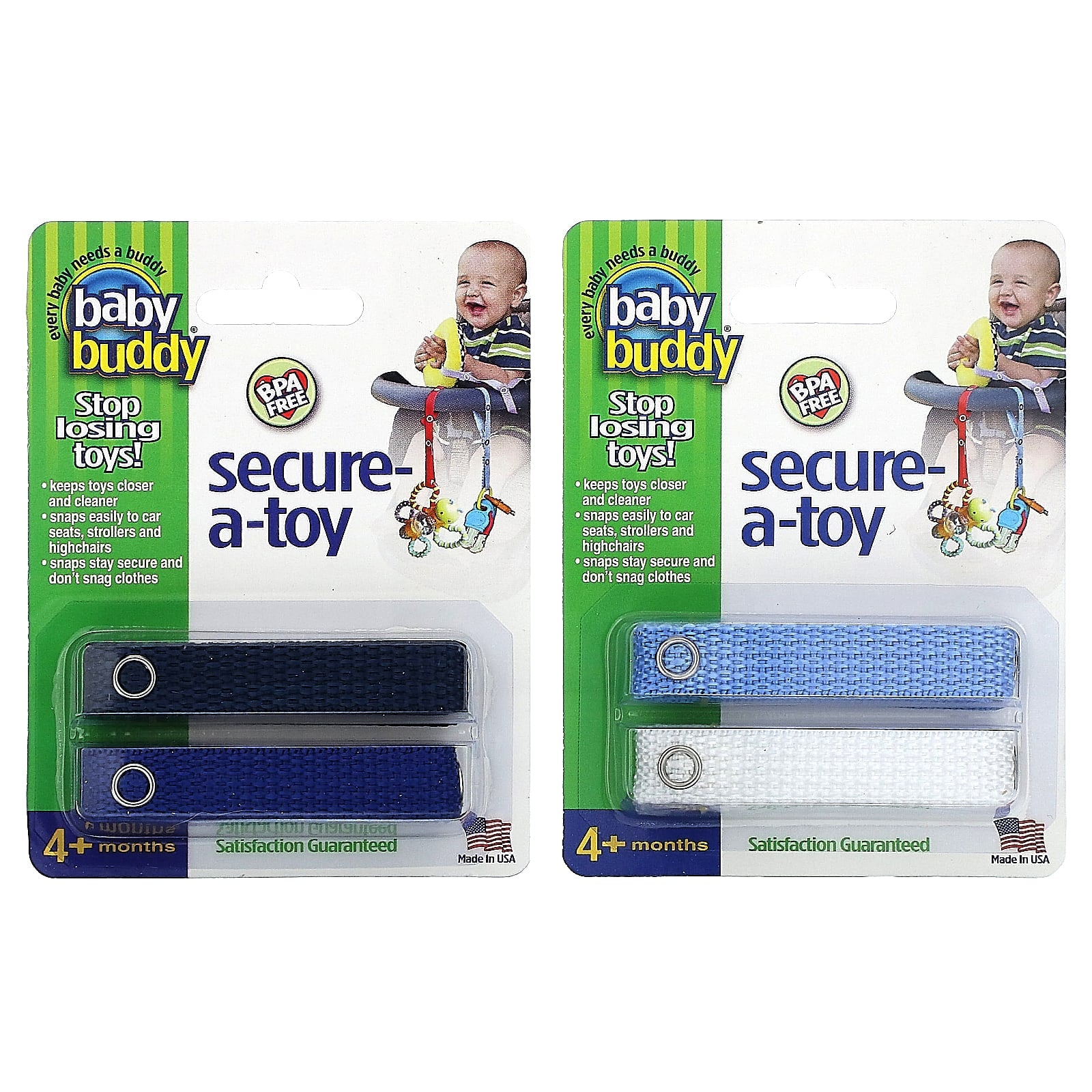 Baby Buddy Secure-A-Toy for Safe Toy Storage, 4+ Months, 4 Straps - Image 1