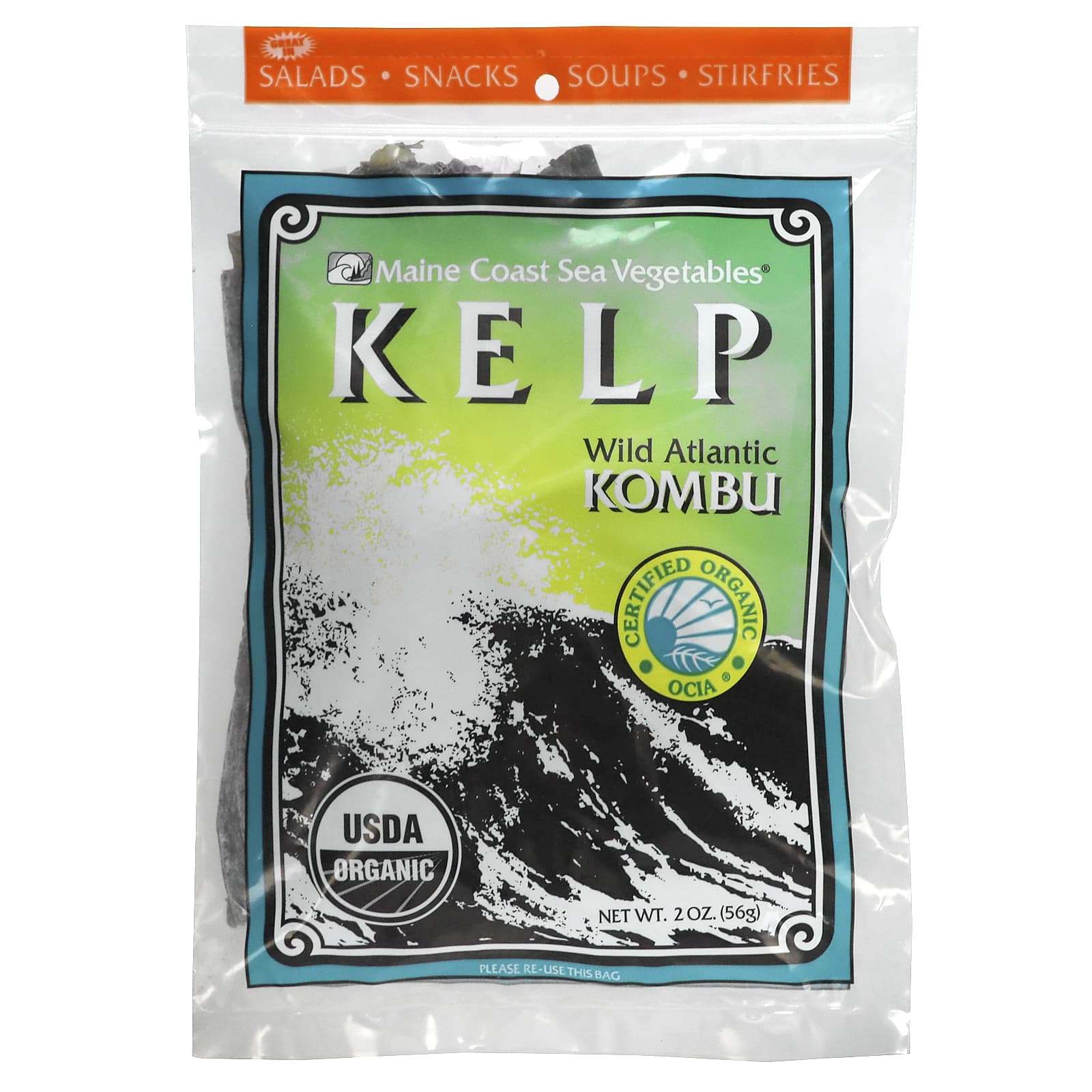 Maine Coast Sea Vegetables, Kelp, Wild Atlantic Kombu, 2 oz (56 g) - Image 1