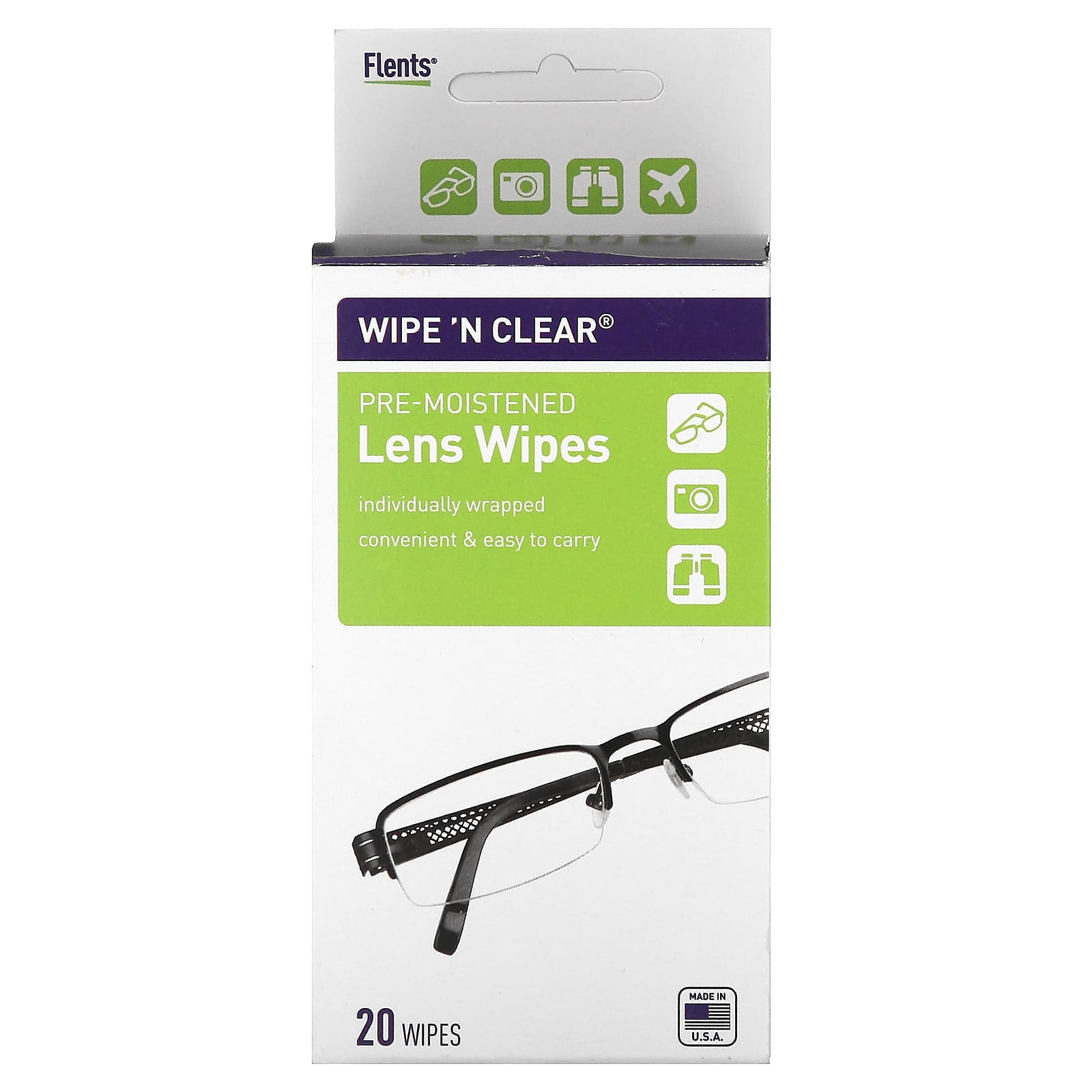 Flents Wipe 'N Clear Lens Wipes, 20ct - Easy, Streak-Free Cleaning - Image 1