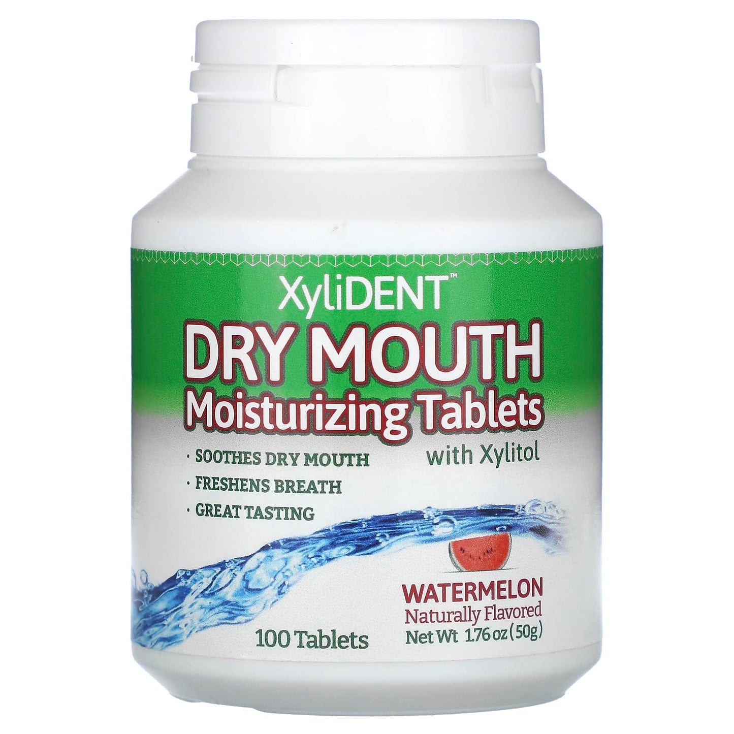 XyliDENT, Dry Mouth Moisturizing Tablets with Xylitol, Watermelon, 100 Tablets - Image 1