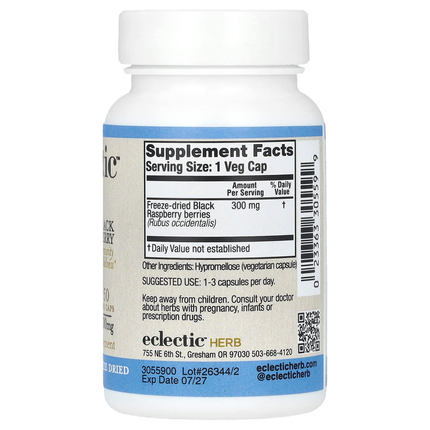 Black Raspberry Immunity & Wellness Supplement, 300mg, 50 Veg Caps - Image 2