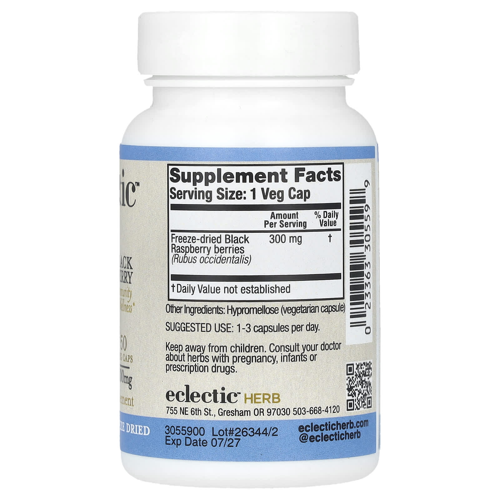 Black Raspberry Immunity & Wellness Supplement, 300mg, 50 Veg Caps - Image 2