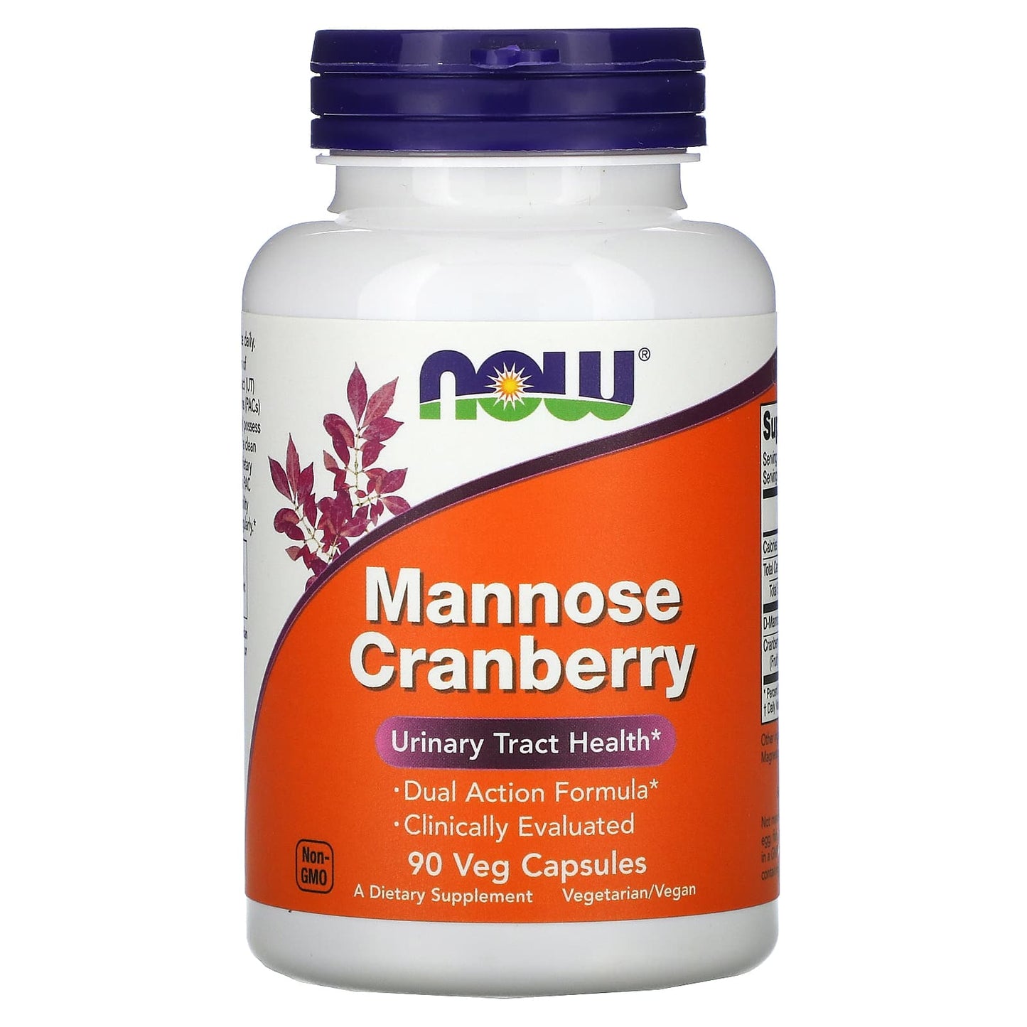 NOW Foods, Mannose Cranberry, 90 Veg Capsules - Image 1