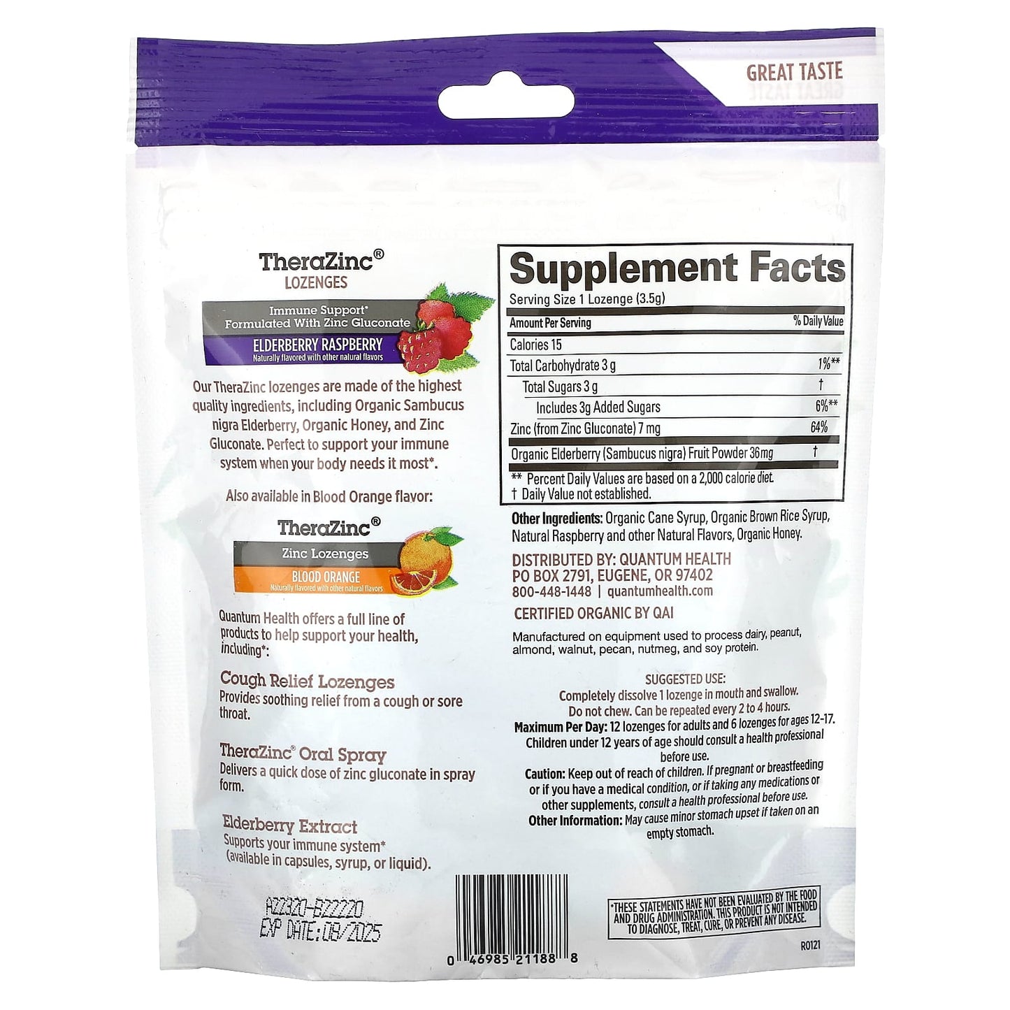 Quantum Health, TheraZinc, Zinc Lozenges, Elderberry Raspberry, 18 Lozenges - Image 2