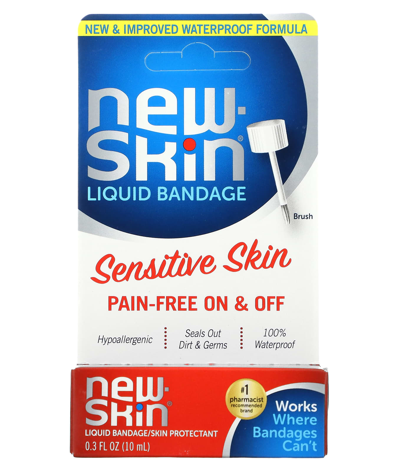 New Skin, Liquid Bandage/Skin Protectant, Sensitive Skin, 0.3 fl oz (10 ml) - Image 2