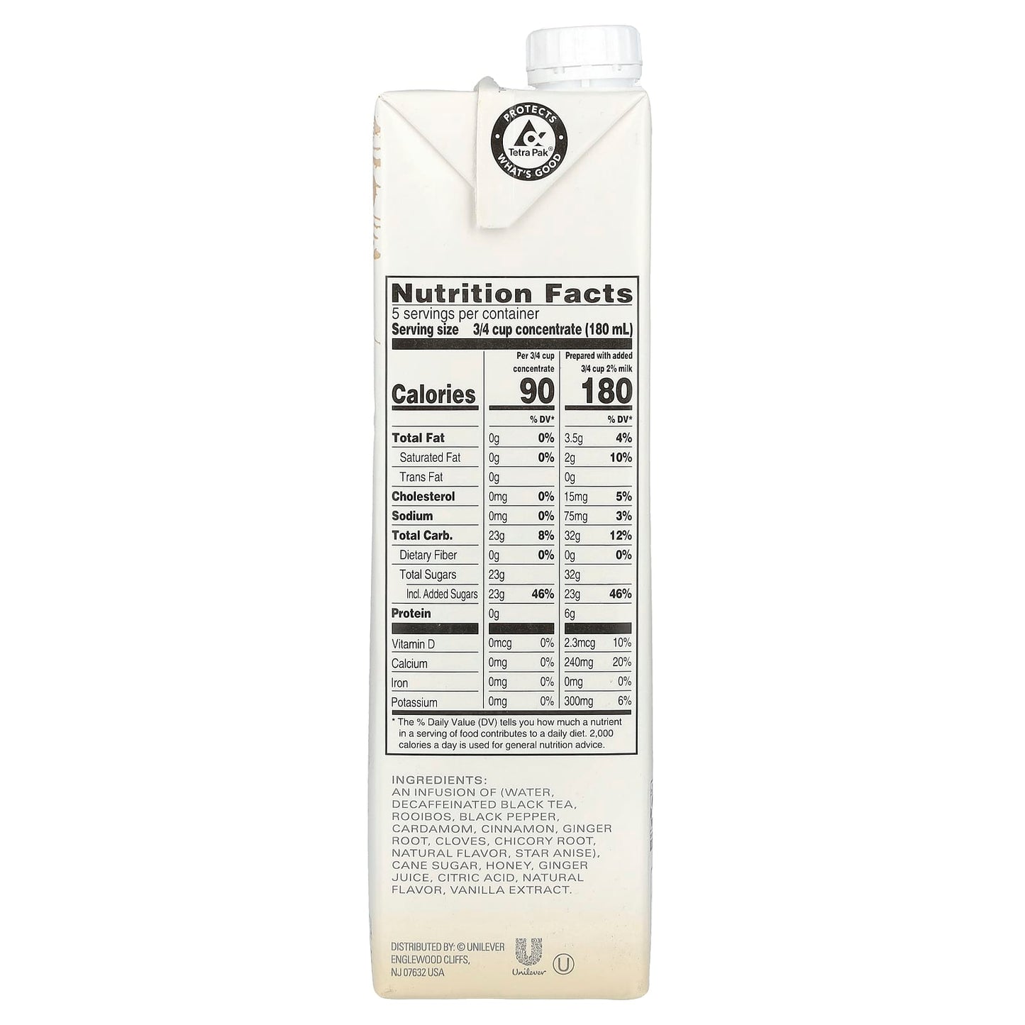 TAZO, Decaf Chai Latte, Black Tea Concentrate, 32 fl oz (946 ml) - Image 2