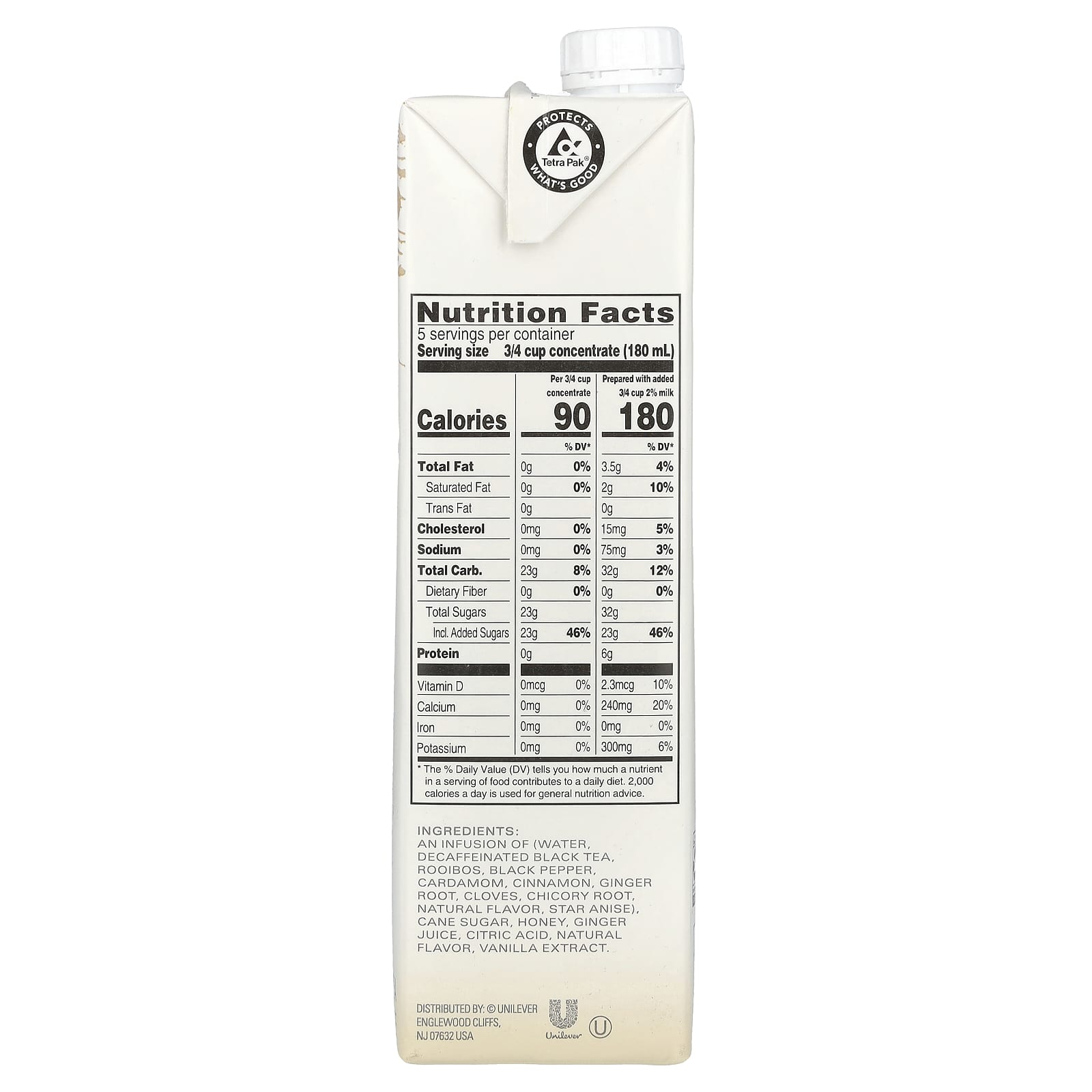 TAZO, Decaf Chai Latte, Black Tea Concentrate, 32 fl oz (946 ml) - Image 2