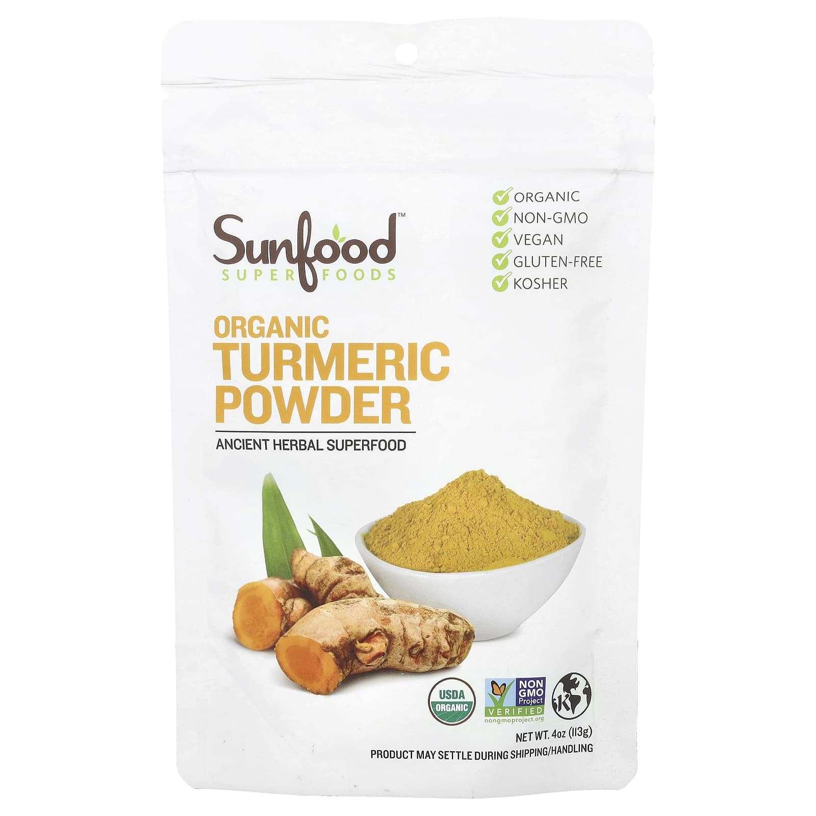 Sunfood, Organic Turmeric Powder, 4 oz (113 g) - Image 1