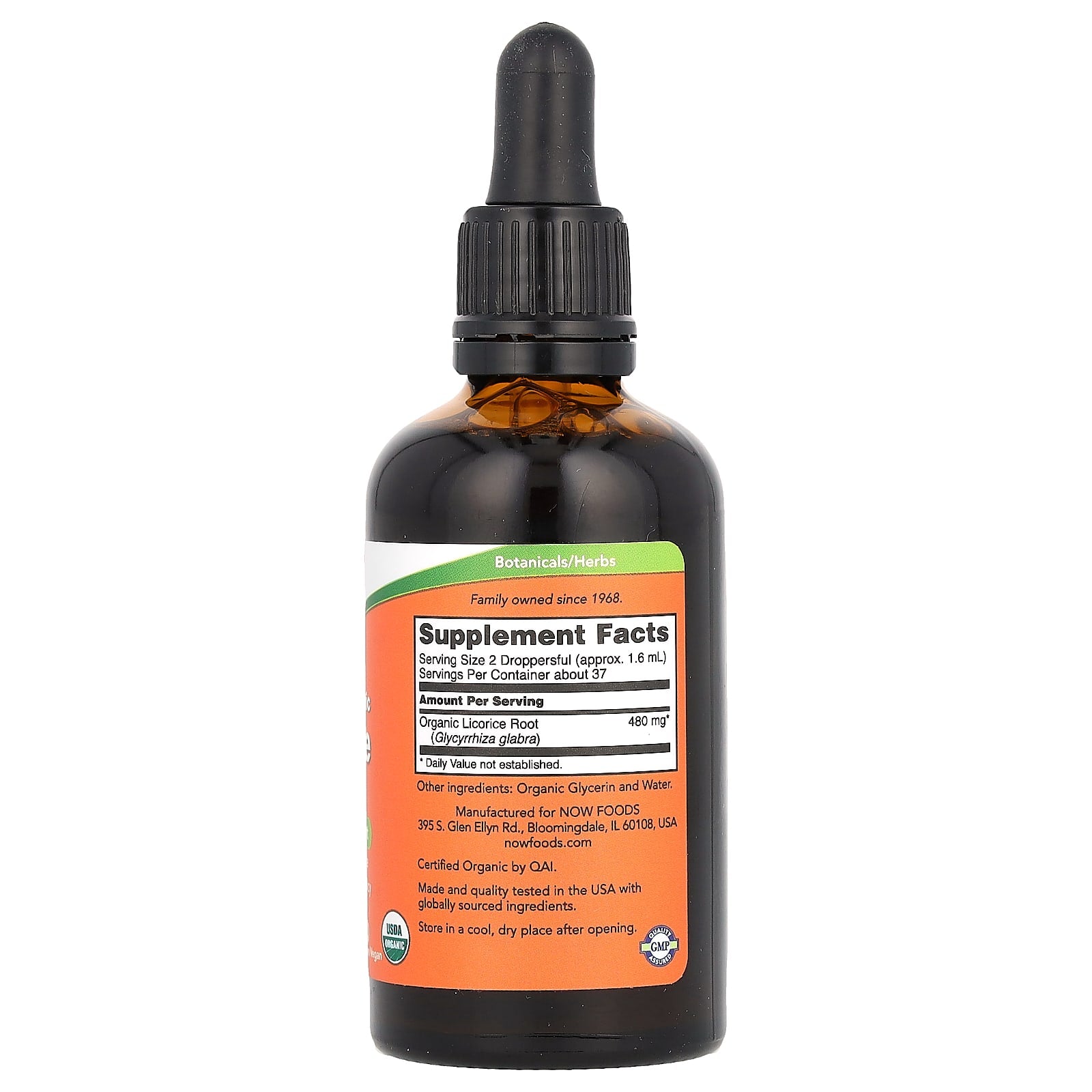 NOW Foods, Certified Organic Licorice Root, 480 mg, 2 fl oz (59 ml) - Image 2