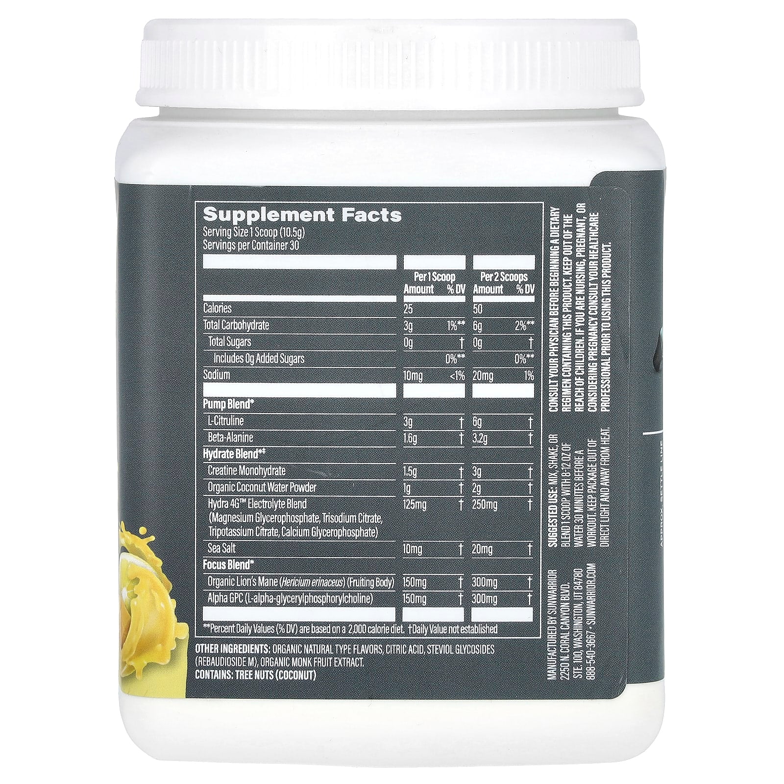 Sunwarrior, Sport, Active Pre-Workout, No Stimulants or Caffeine, Yuzu Mango, 11.1 oz (315 g) - Image 2