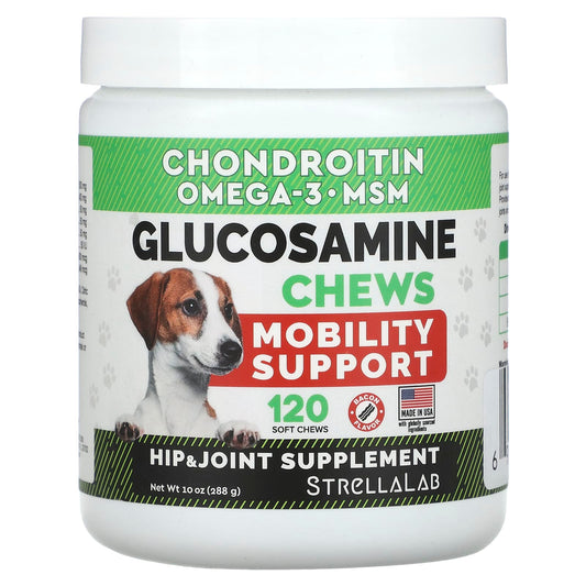 StrellaLab, Glucosamine Chews, For Dogs and Cats, Bacon, 120 Soft Chews, 10 oz (288 g) - Image 1