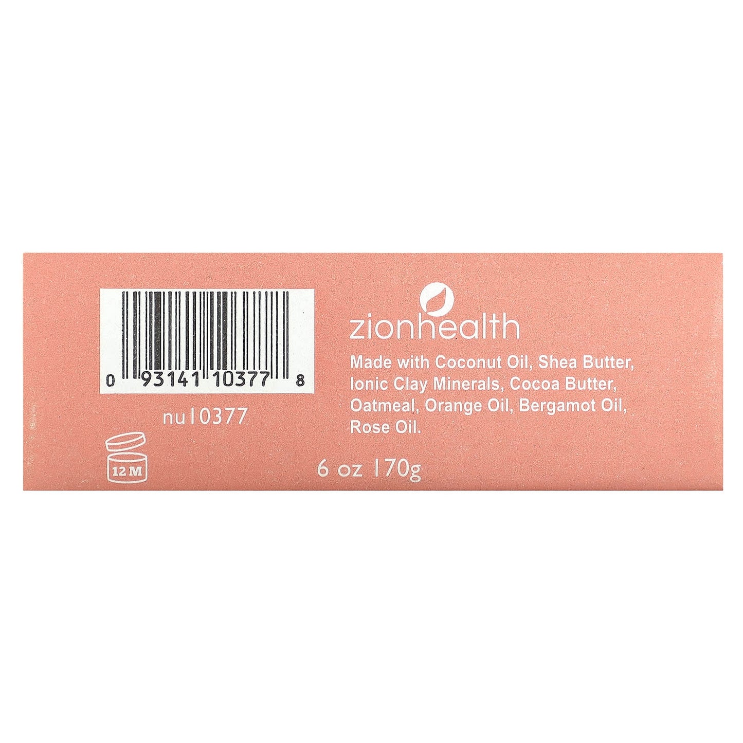 Zion Health, Ancient Clay Bar Soap, Bergamot Rose, 6 oz (170 g) - Image 2
