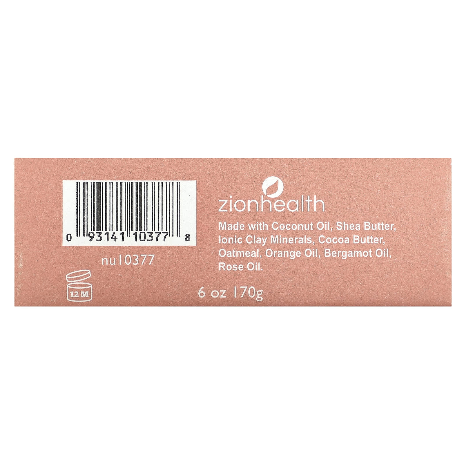 Zion Health, Ancient Clay Bar Soap, Bergamot Rose, 6 oz (170 g) - Image 2