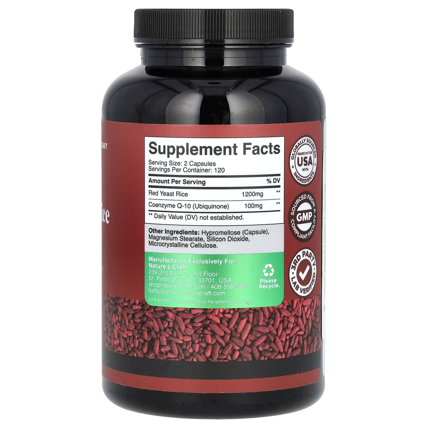 Nature's Craft, Red Yeast Rice + CoQ10 , 240 Capsules - Image 2