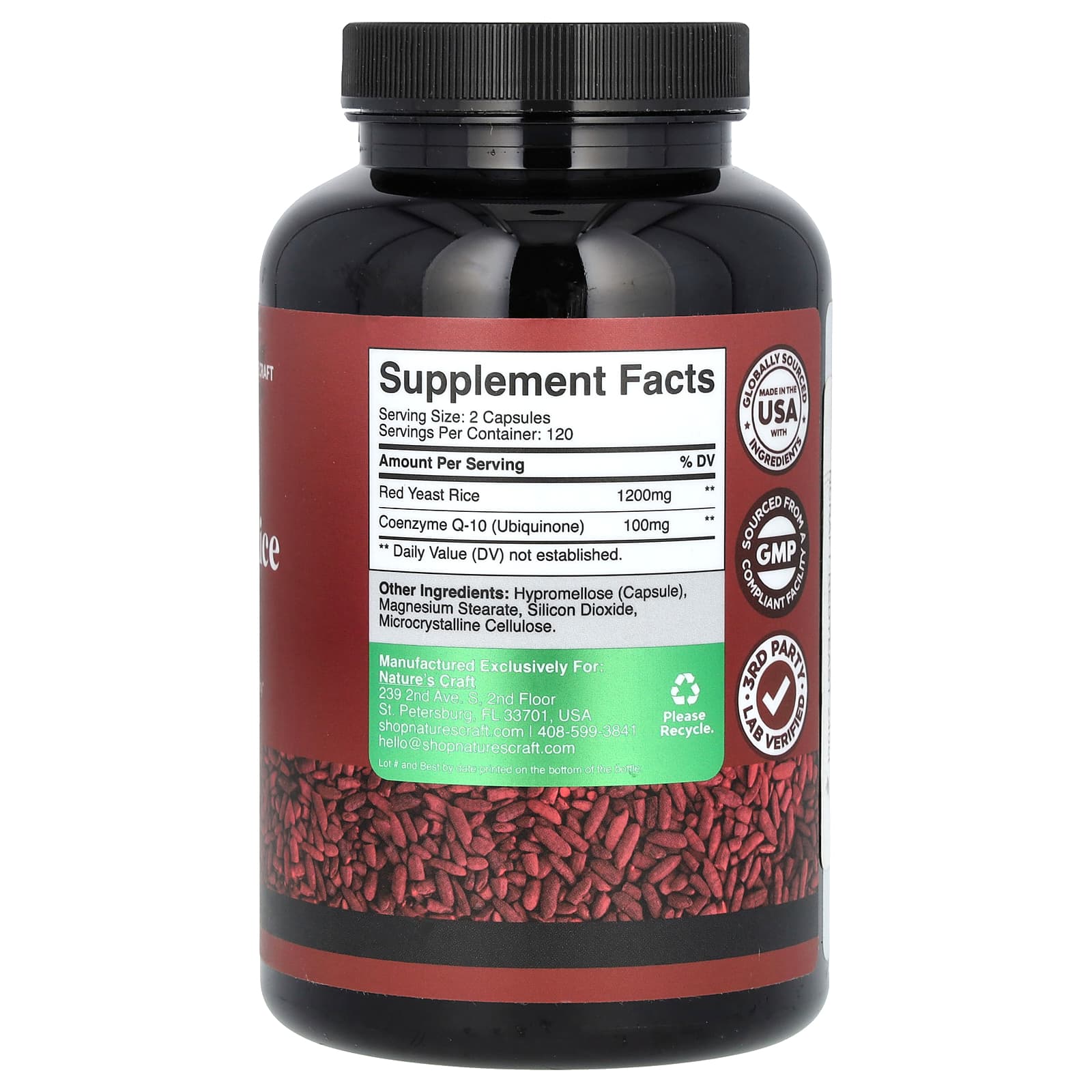 Nature's Craft, Red Yeast Rice + CoQ10 , 240 Capsules - Image 2
