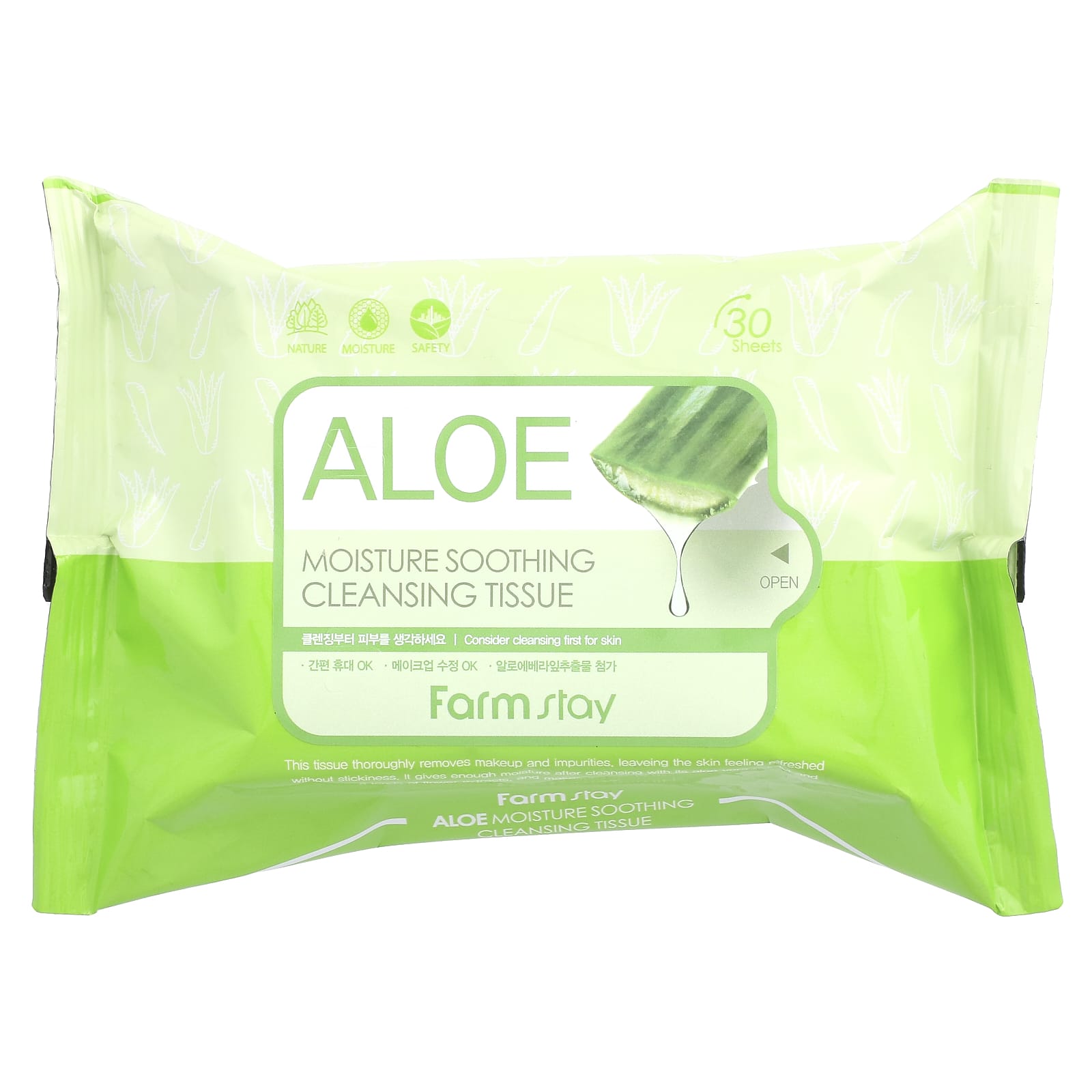 Farmstay Moisture Soothing Cleansing Tissues - 30 Sheets - Image 1