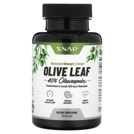 Snap Supplements, Olive Leaf, Maximum Strength, 750 mg, 60 Capsules - Image 1