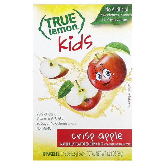 True Citrus, True Lemon, Kids Drink Mix, Crisp Apple, 10 Packets, 0.12 oz (3.5 g) Each - Image 1