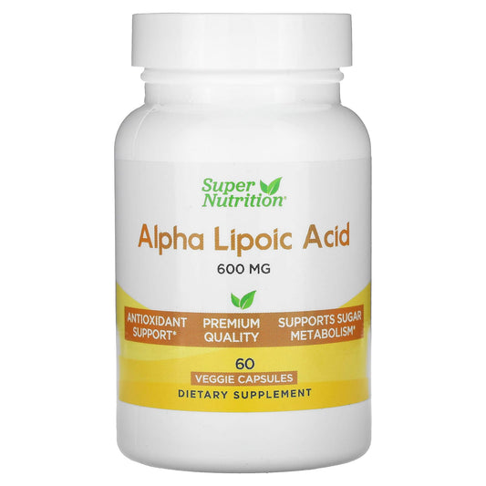 Alpha Lipoic Acid 600mg, 60 Veggie Capsules for Glucose Metabolism - Image 1