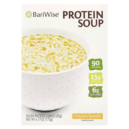 Low-Calorie Protein Soup by BariWise, Chicken Noodle, 7 Packets - 15g Protein - Image 1