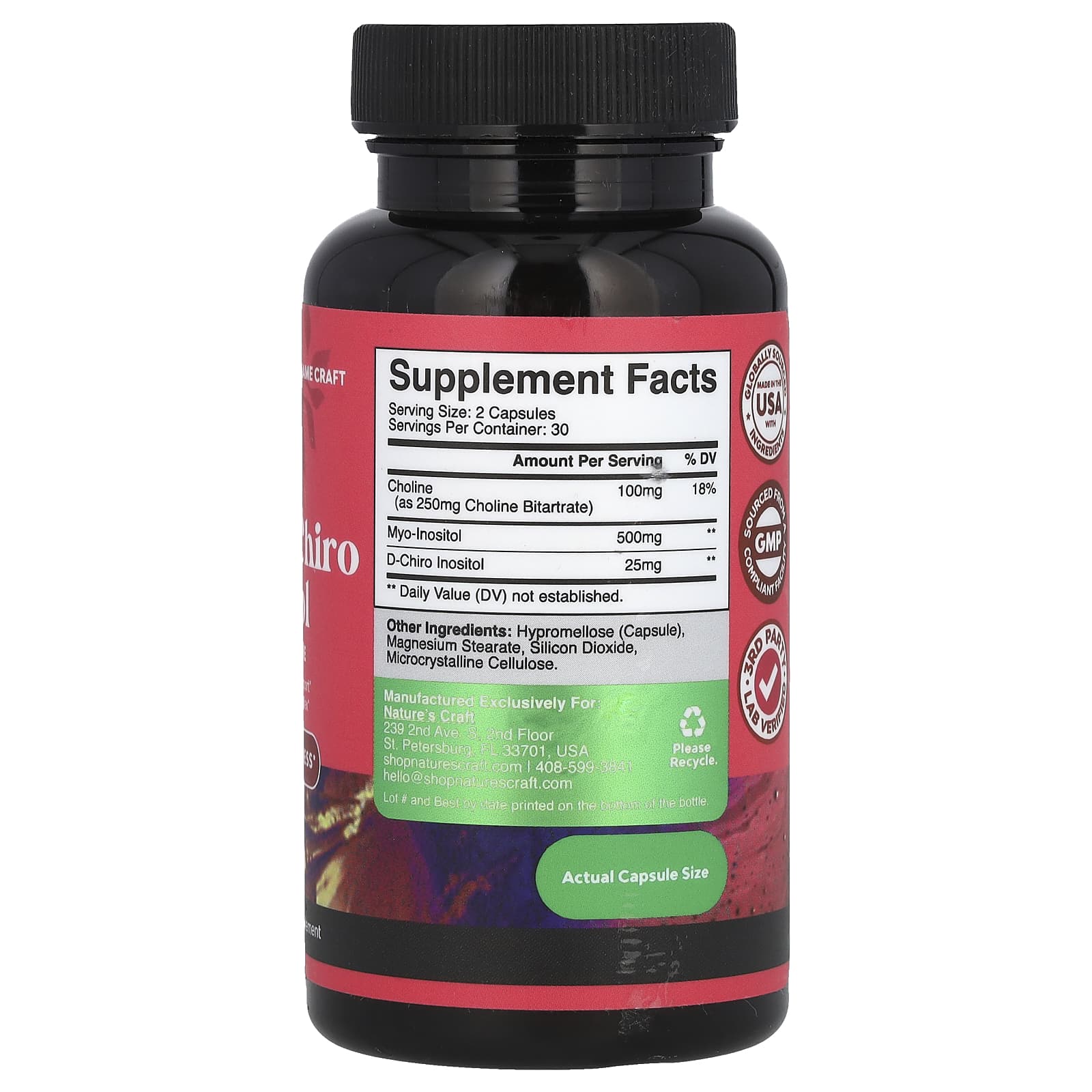 Nature's Craft, Myo & D-Chiro Inositol with Choline, 60 Capsules - Image 2