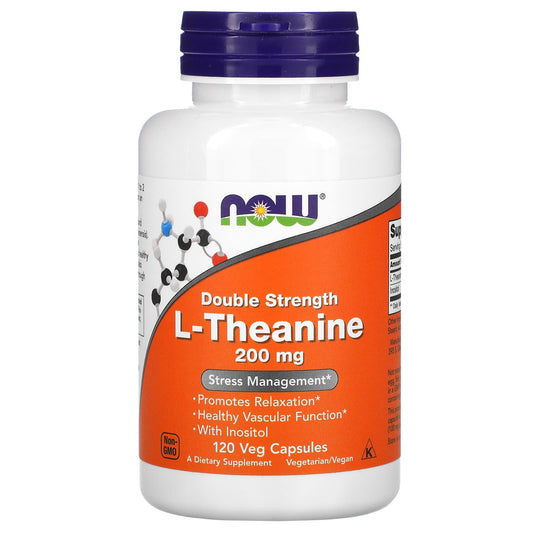 NOW Foods, Double Strength L-Theanine, 200 mg, 120 Veg Capsules - Image 1