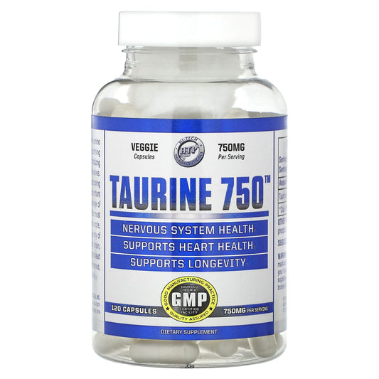 Taurine 750mg - Heart Health & Nervous System Support, 120 Capsules - Image 1