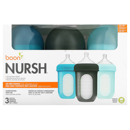 Boon Nursh Silicone Pouch Bottle Set for 3m+ Babies - Image 1