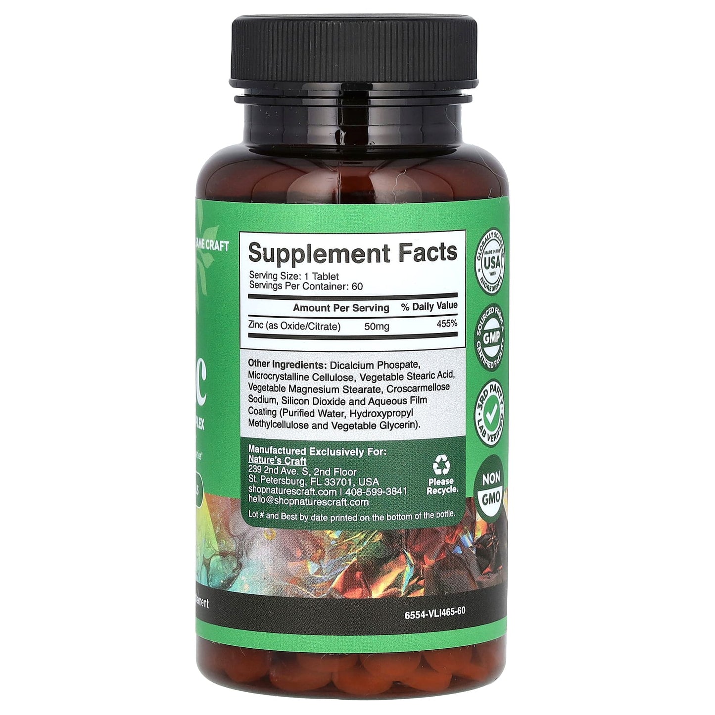 Nature's Craft, Zinc, 50 mg, 60 Tablets - Image 2