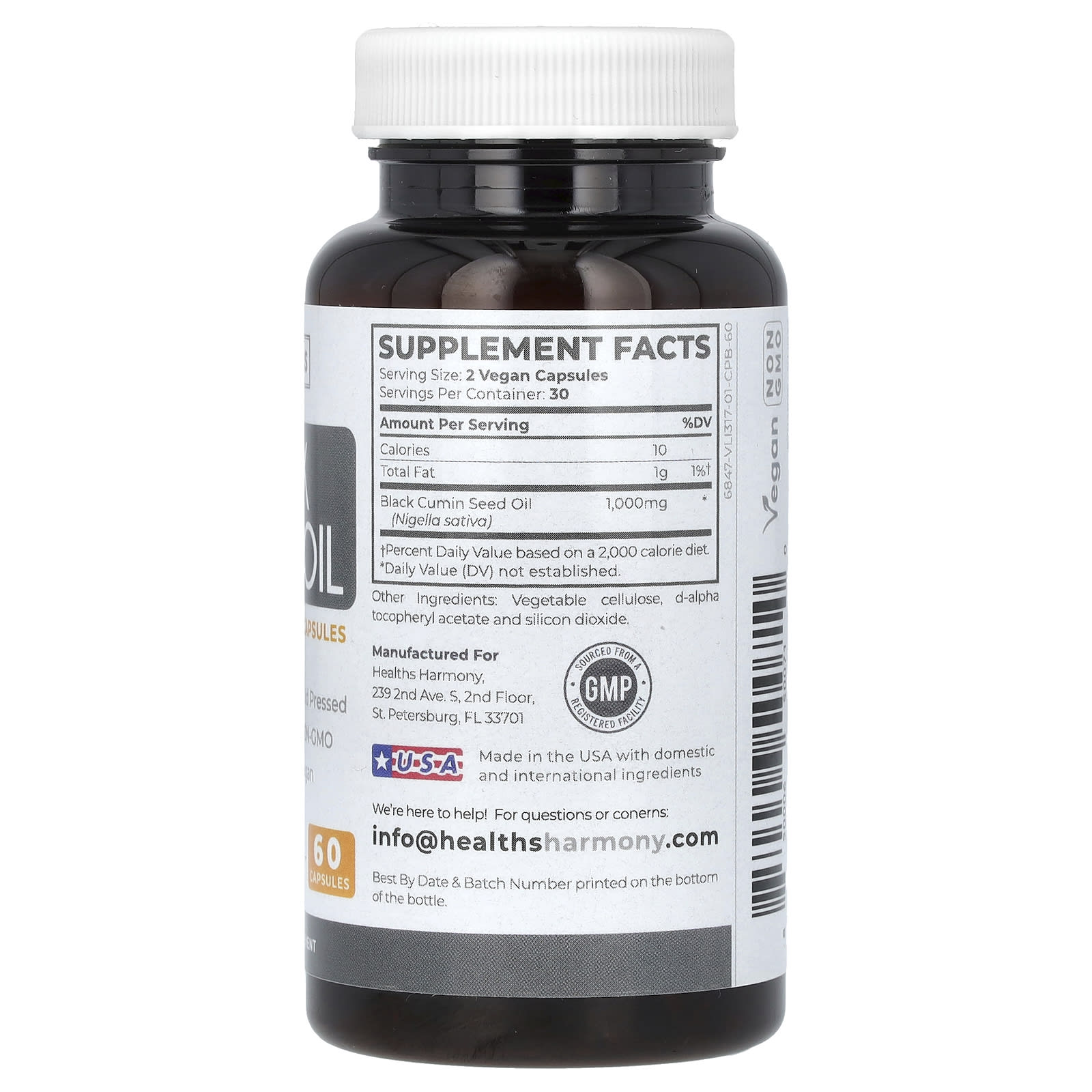 Black Seed Oil Capsules by Healths Harmony - 60 Capsules (500mg) - Image 2