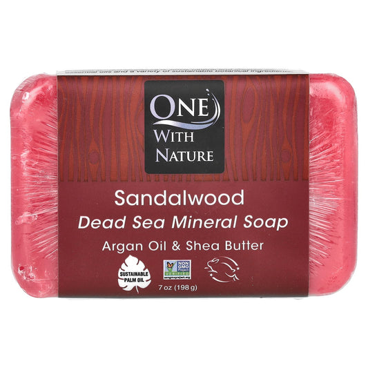 One with Nature, Dead Sea Mineral Bar Soap, Sandalwood, 7 oz (198 g) - Image 1