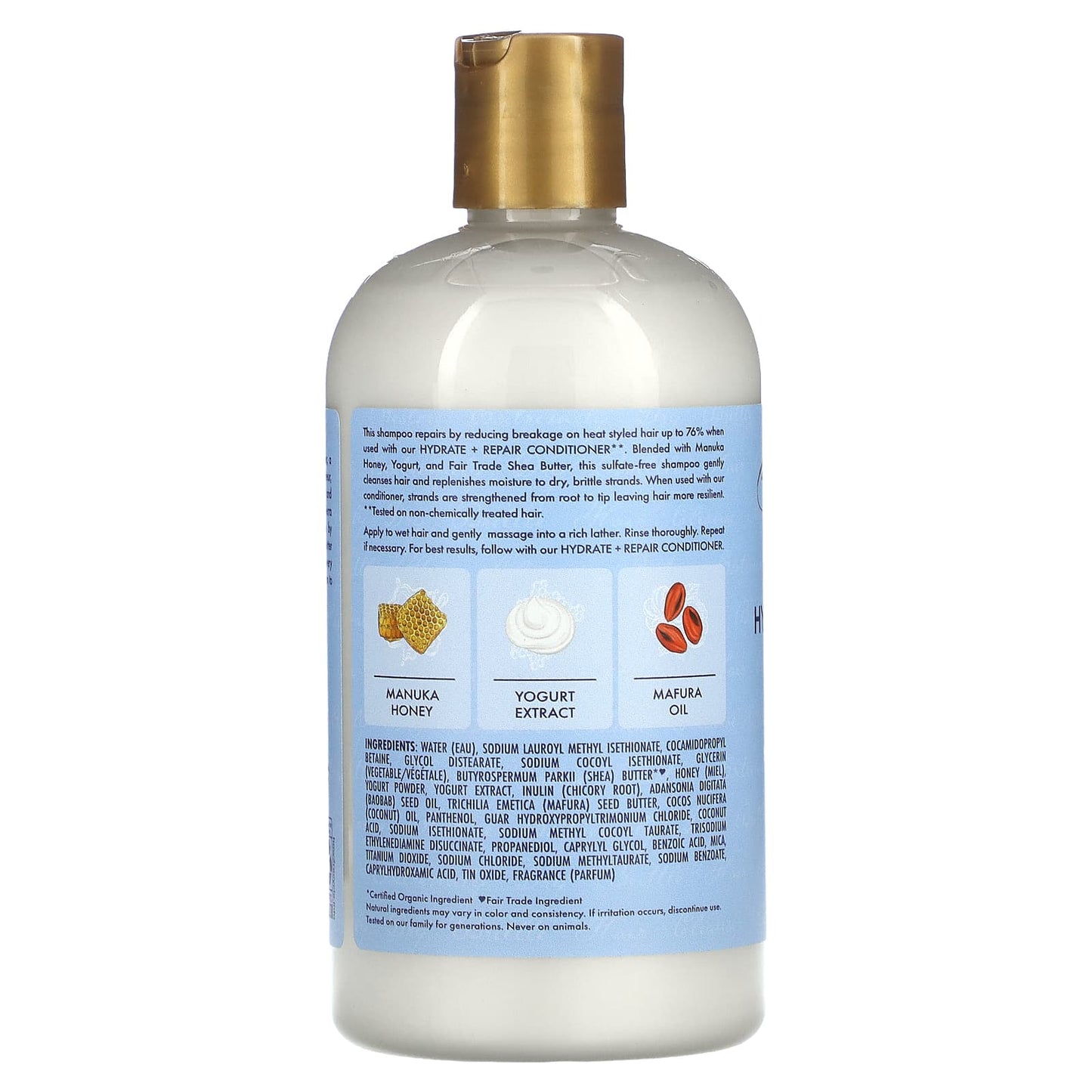 SheaMoisture, Manuka Honey & Yogurt, Hydrate + Repair Shampoo with Mafura & Baobab Oils, 13 fl oz (384 ml) - Image 2