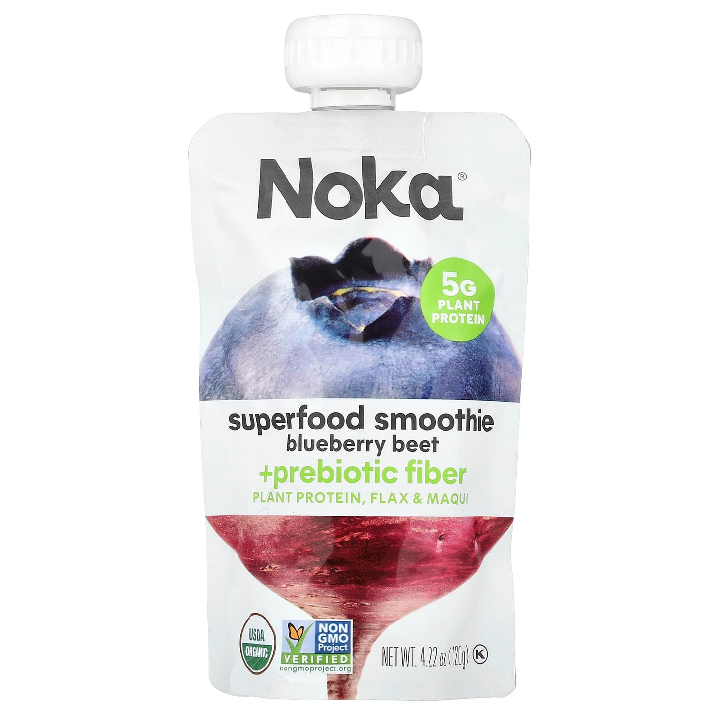 Noka, Superfood Smoothie + Prebiotic Fiber, Blueberry Beet, 4.22 oz (120 g) - Image 1