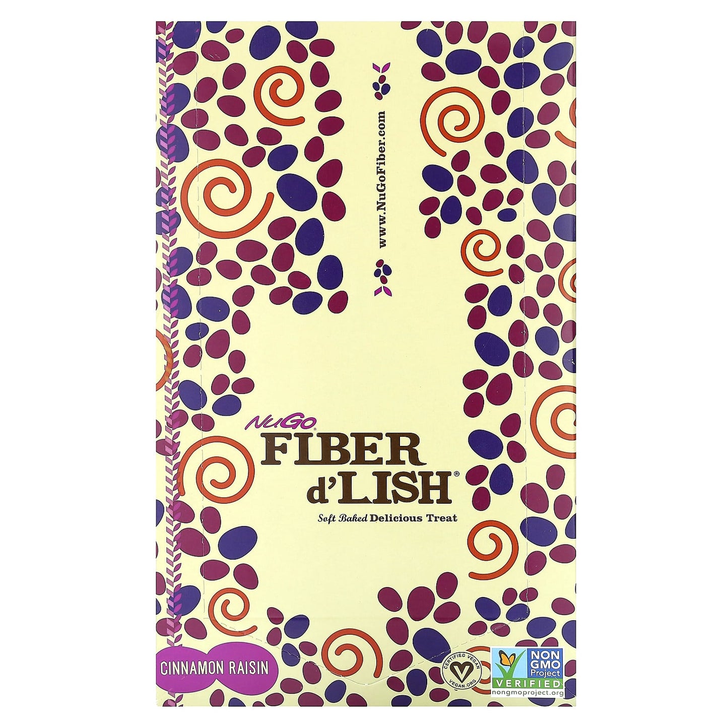 NuGo Nutrition, Fiber d'Lish, Cinnamon Raisin, 16 Bars, 1.6 oz (45 g) Each - Image 1
