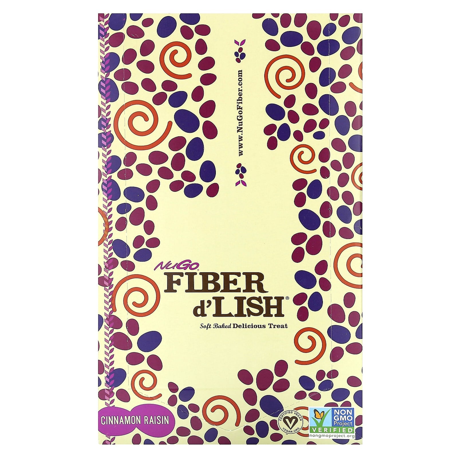 NuGo Nutrition, Fiber d'Lish, Cinnamon Raisin, 16 Bars, 1.6 oz (45 g) Each - Image 1