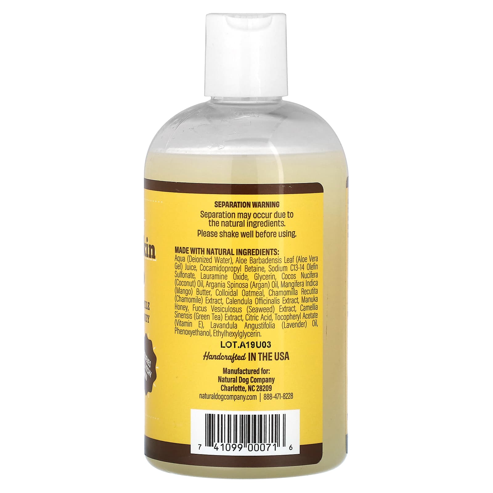 Natural Dog Company, Oatmeal Sensitive Skin Shampoo, For Dogs, Fragrance Free, 12 fl oz (355 ml) - Image 2
