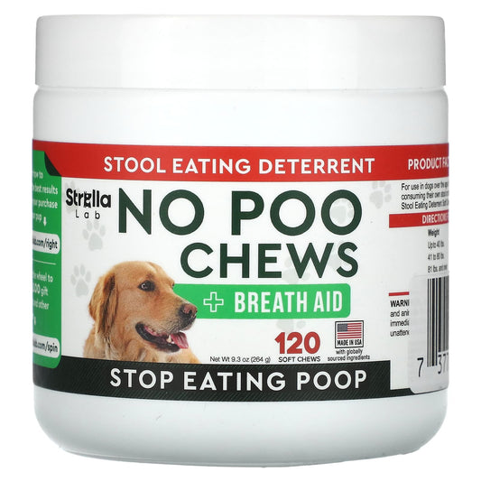 StrellaLab, No Poo Chews, For Dogs And Cats, 120 Soft Chews, 9.3 oz (264 g) - Image 1