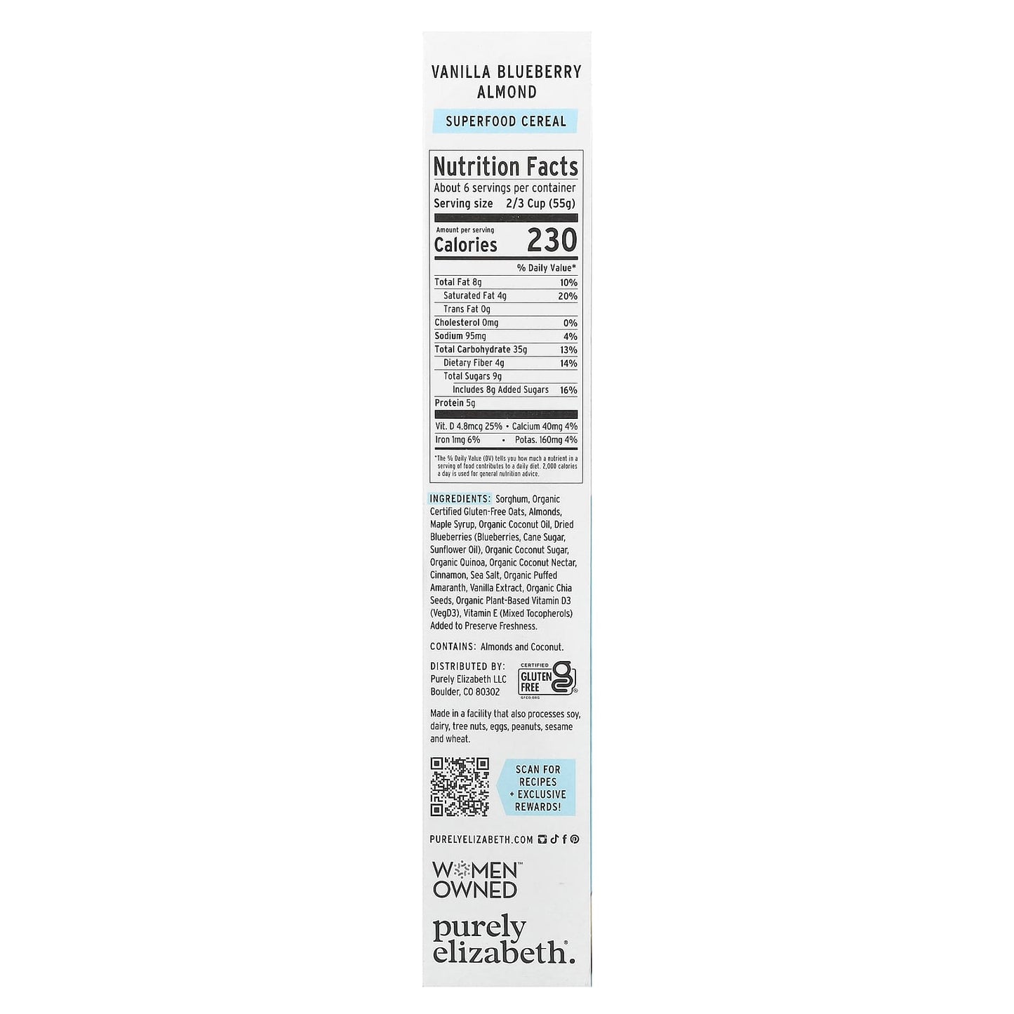 Purely Elizabeth, Superfood Cereal, Vanilla Blueberry Almond, 11 oz (312 g) - Image 2