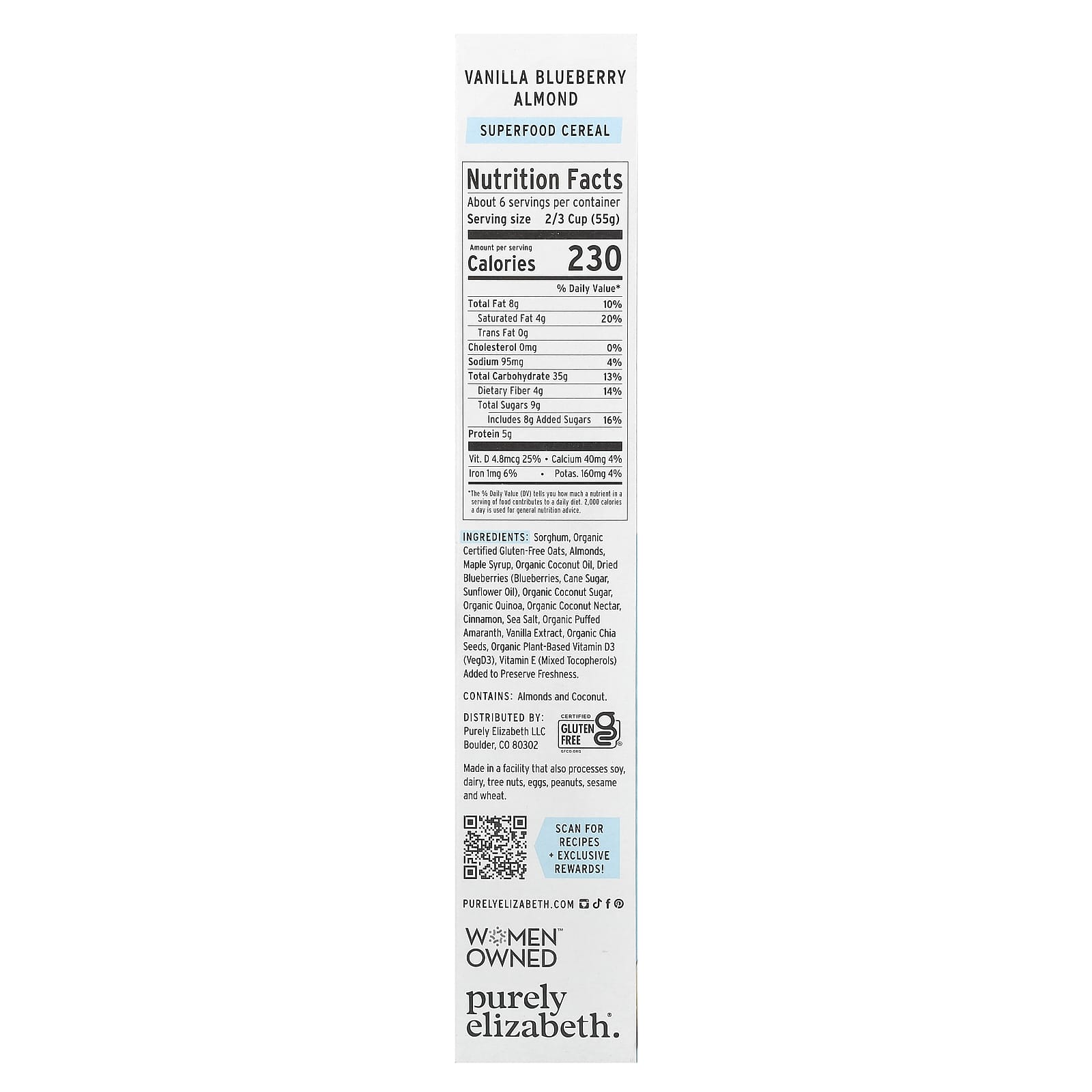 Purely Elizabeth, Superfood Cereal, Vanilla Blueberry Almond, 11 oz (312 g) - Image 2