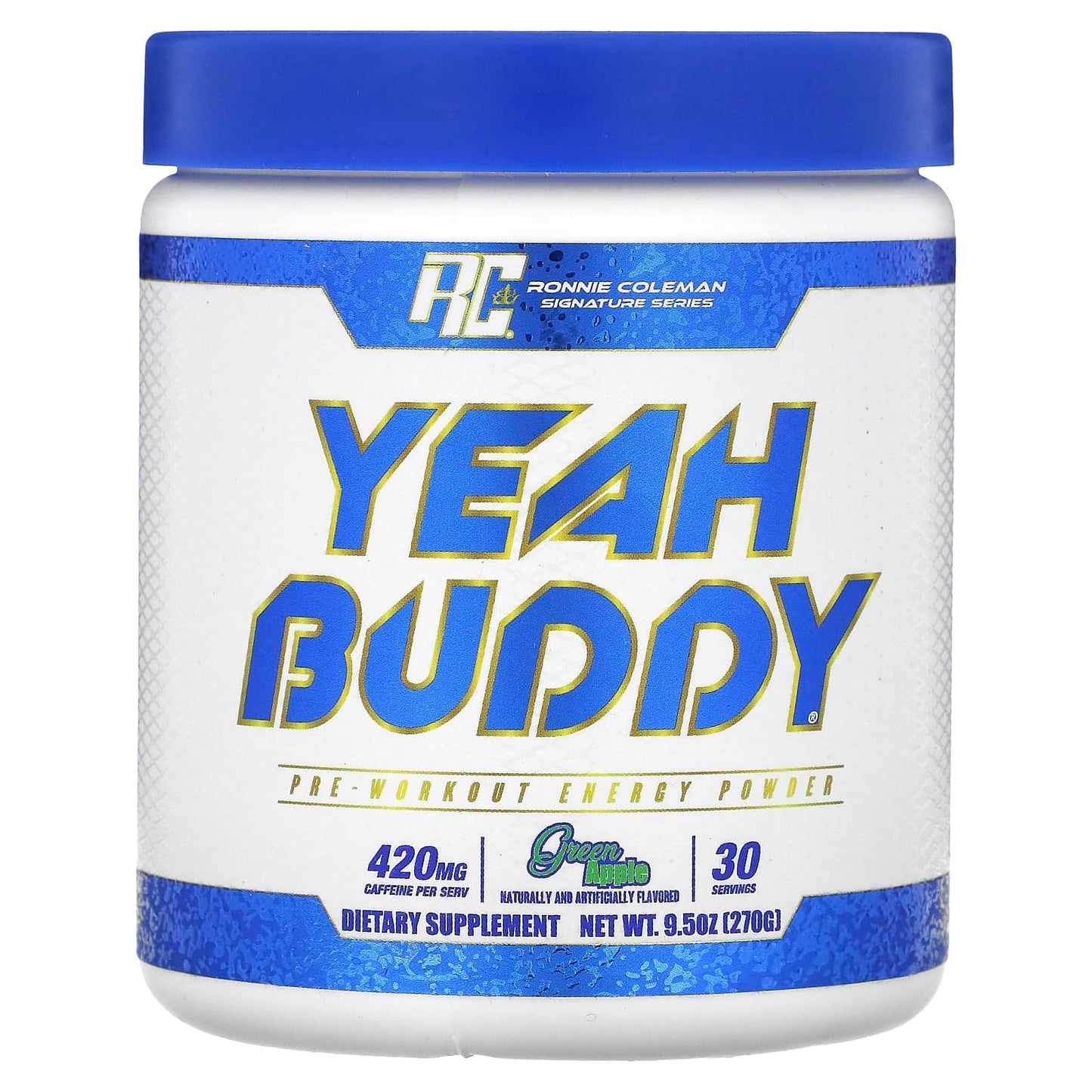 Ronnie Coleman, Signature Series, Yeah Buddy, Pre-Workout Energy Powder, Green Apple, 9.5 oz (270 g) - Image 1