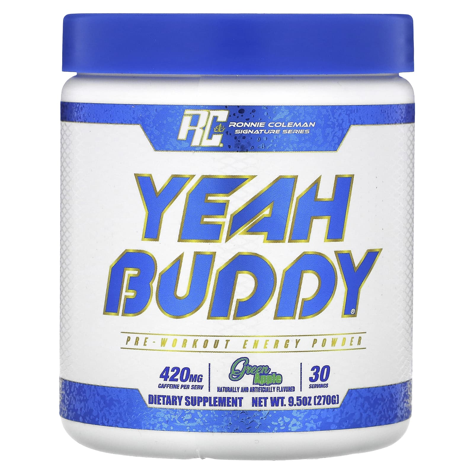 Ronnie Coleman, Signature Series, Yeah Buddy, Pre-Workout Energy Powder, Green Apple, 9.5 oz (270 g) - Image 1