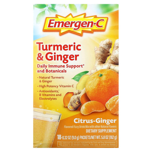 Boost Immunity with Emergen-C Turmeric & Ginger Drink Mix - 18 Packets - Image 1