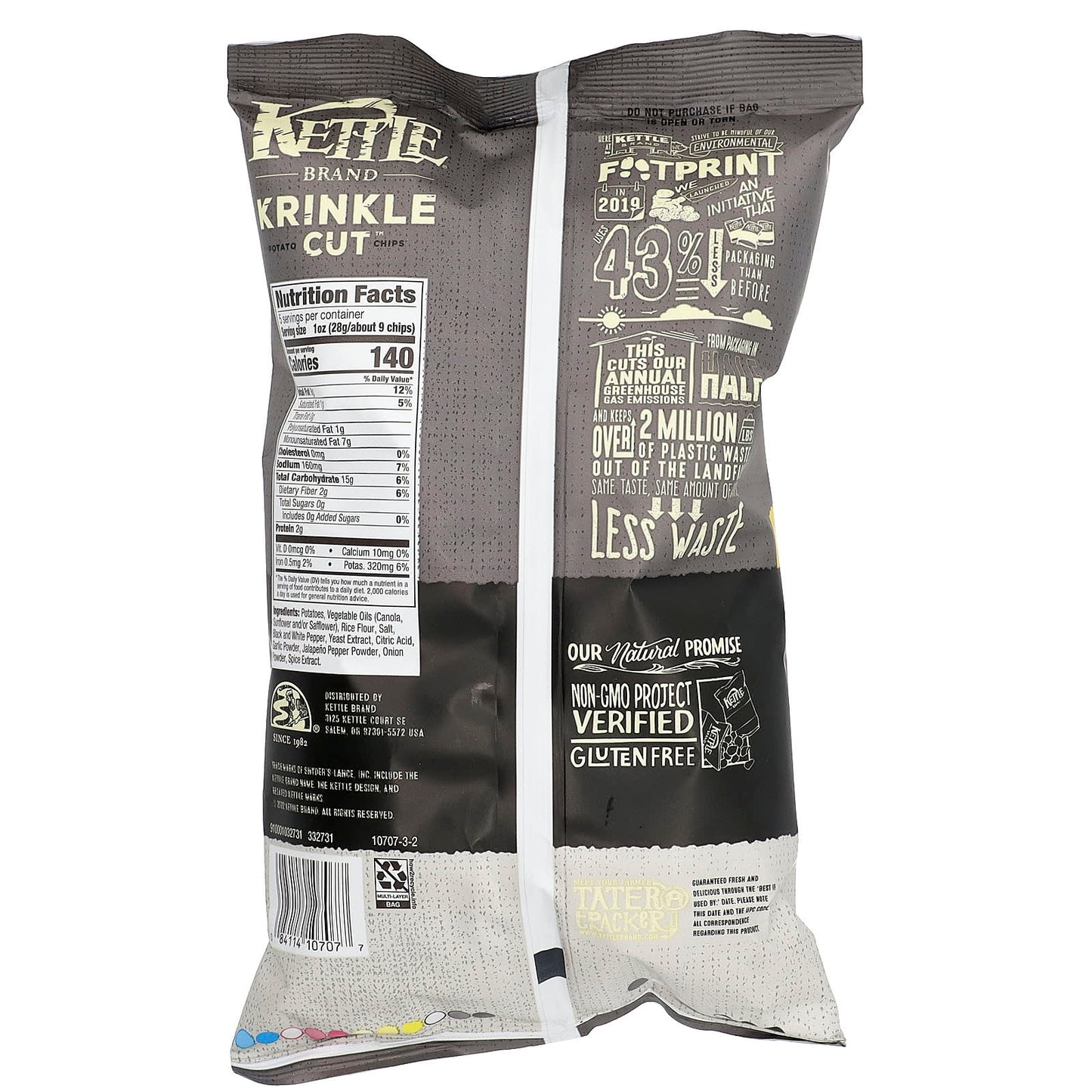Kettle Foods, Krinkle Cut Potato Chips, Salt & Fresh Ground Pepper, 5 oz (141 g) - Image 2