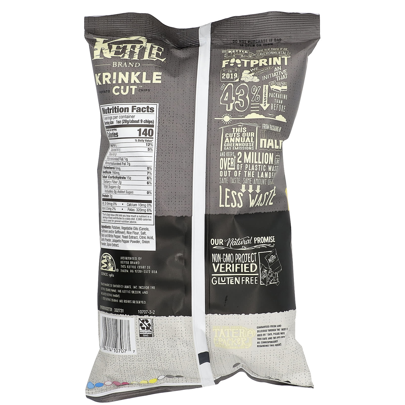 Kettle Foods, Krinkle Cut Potato Chips, Salt & Fresh Ground Pepper, 5 oz (141 g) - Image 2
