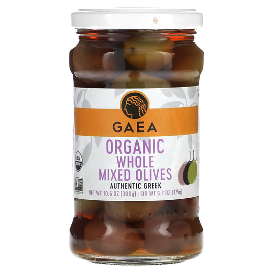 Authentic Greek Organic Whole Mixed Olives, 10.6 oz (300 g) - Pitted & Low Salt - Image 1