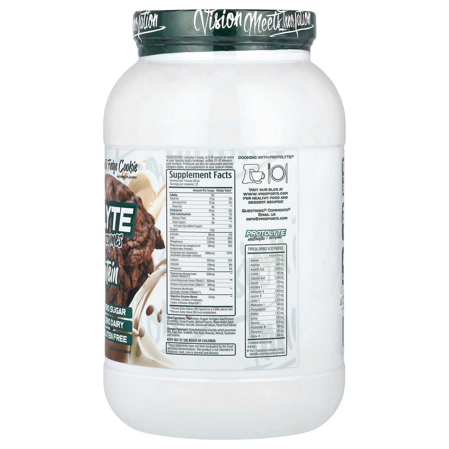 VMI Sports, ProtoLyte, Plant Protein Powder, Chocolate Fudge Cookie, 1.65 lb (750 g) - Image 2