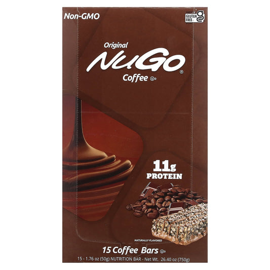 NuGo Nutrition, Coffee Nutrition Bar, 15 Bars 1.76 oz (50 g) Each - Image 1