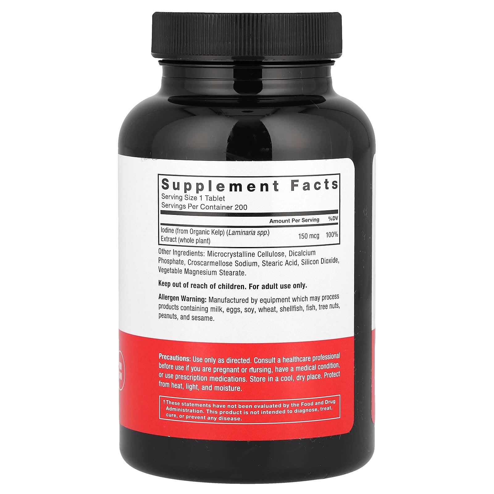 Force Factor Kelp Supplement for Thyroid Health - 200 Tablets - Image 2