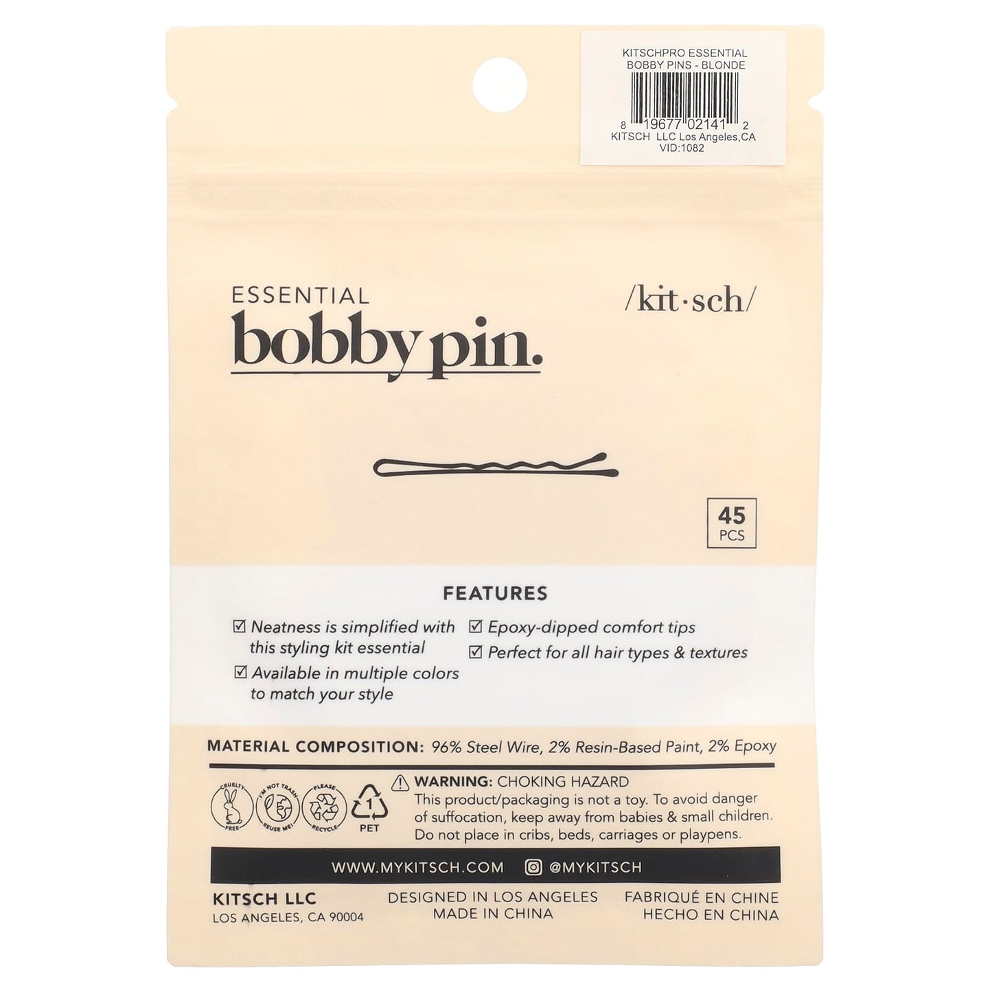 Kitsch, Essential Bobby Pins, Blonde, 45 Pieces - Image 2